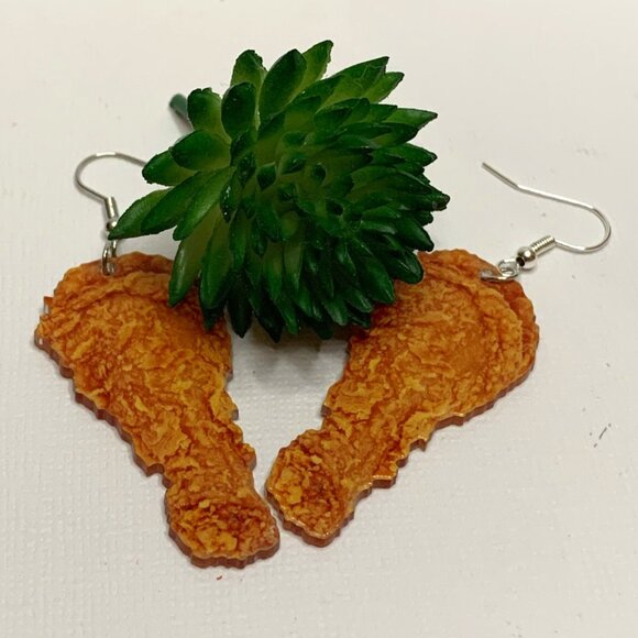 Fried Chicken Earring, Chicken Earring, Funny Food Earring, Gift Idea, Chicken - Picture 1 of 6